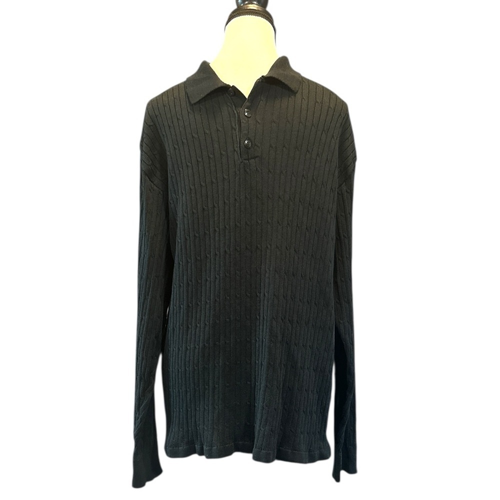 Claiborne Men's Black Ribbed Long Sleeve Sweater